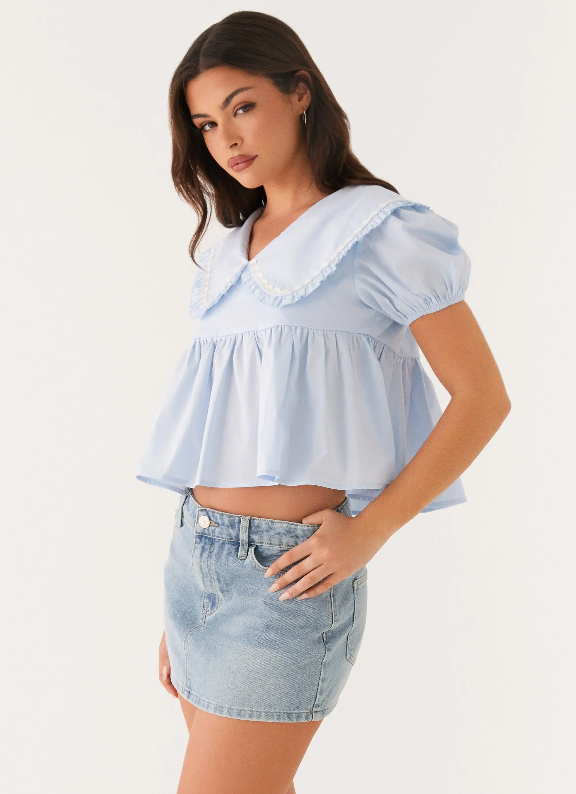 Simple Wear Sophie Babydoll Top - Blue
