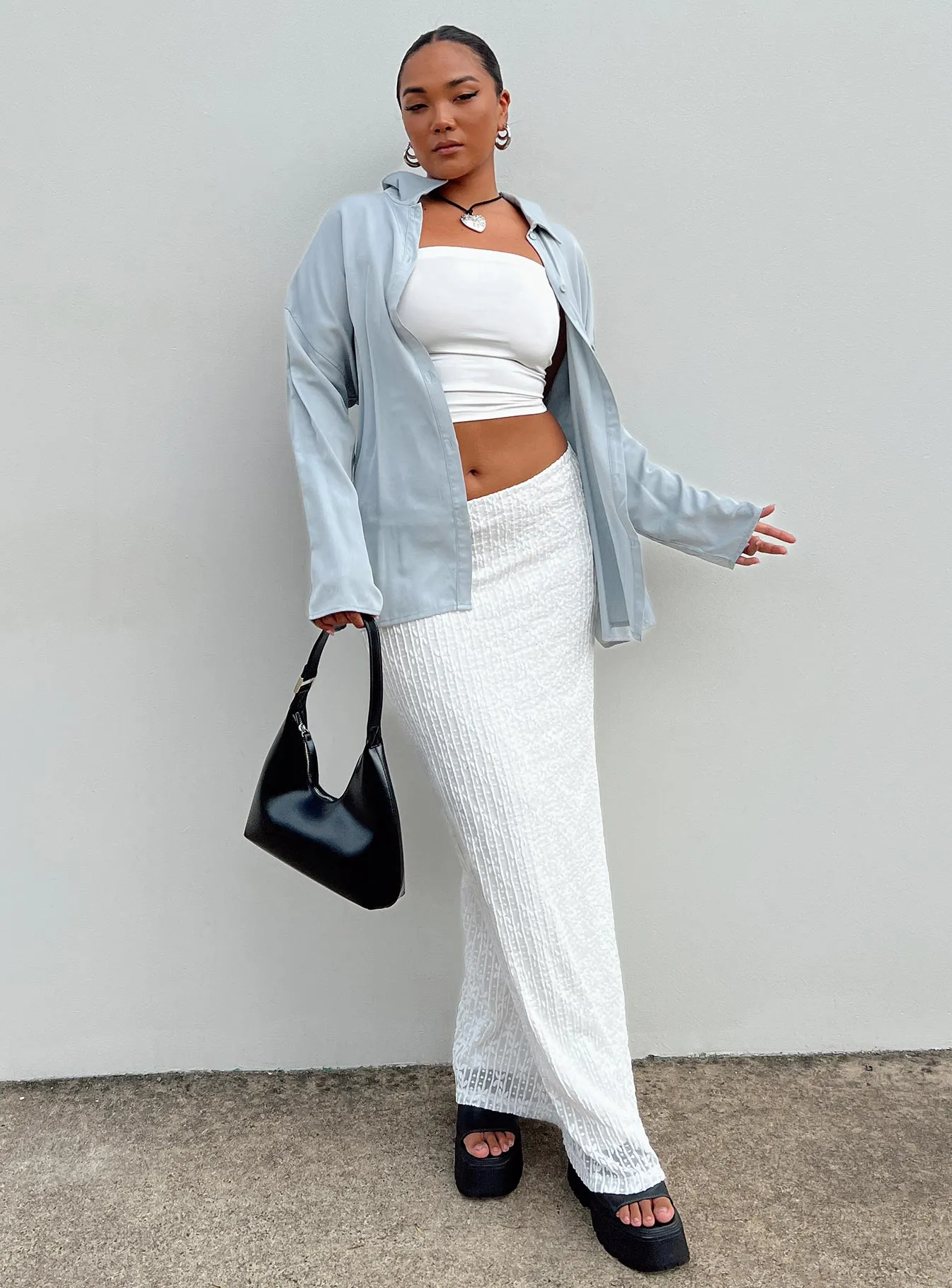 Berkshire Low Rise Maxi Skirt White Graceful Look Relaxed Motion