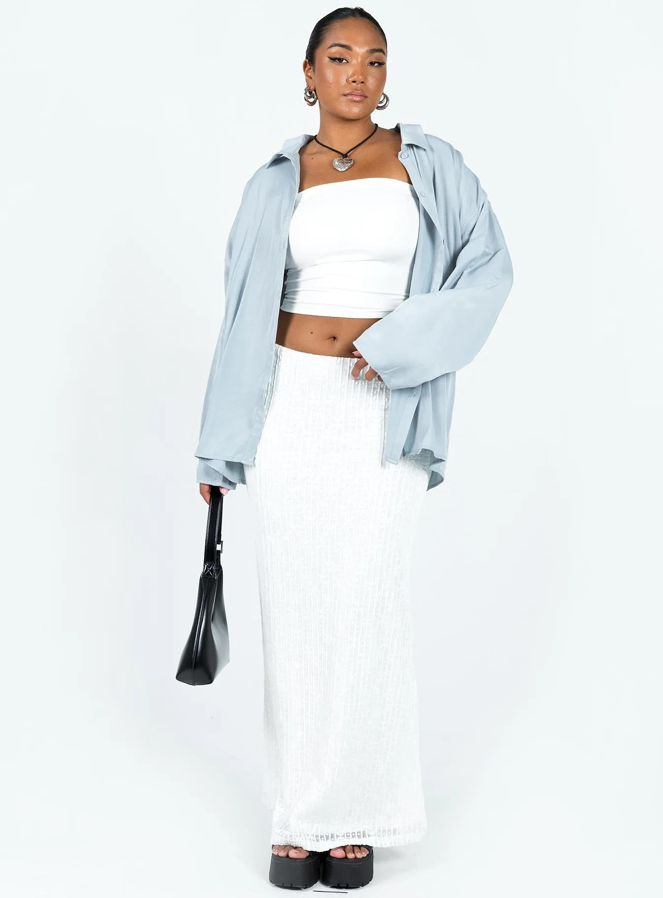 Berkshire Low Rise Maxi Skirt White Winter Staple