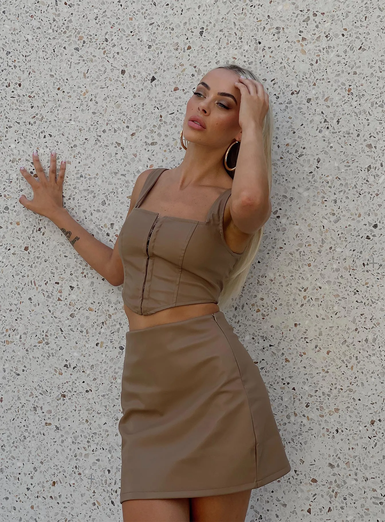 Neutrals Only Martha Mini Skirt Brown