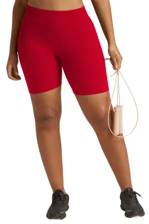 meditation wear Soft touch finish Spacedye Keep Pace Biker Short, Candy Apple Red