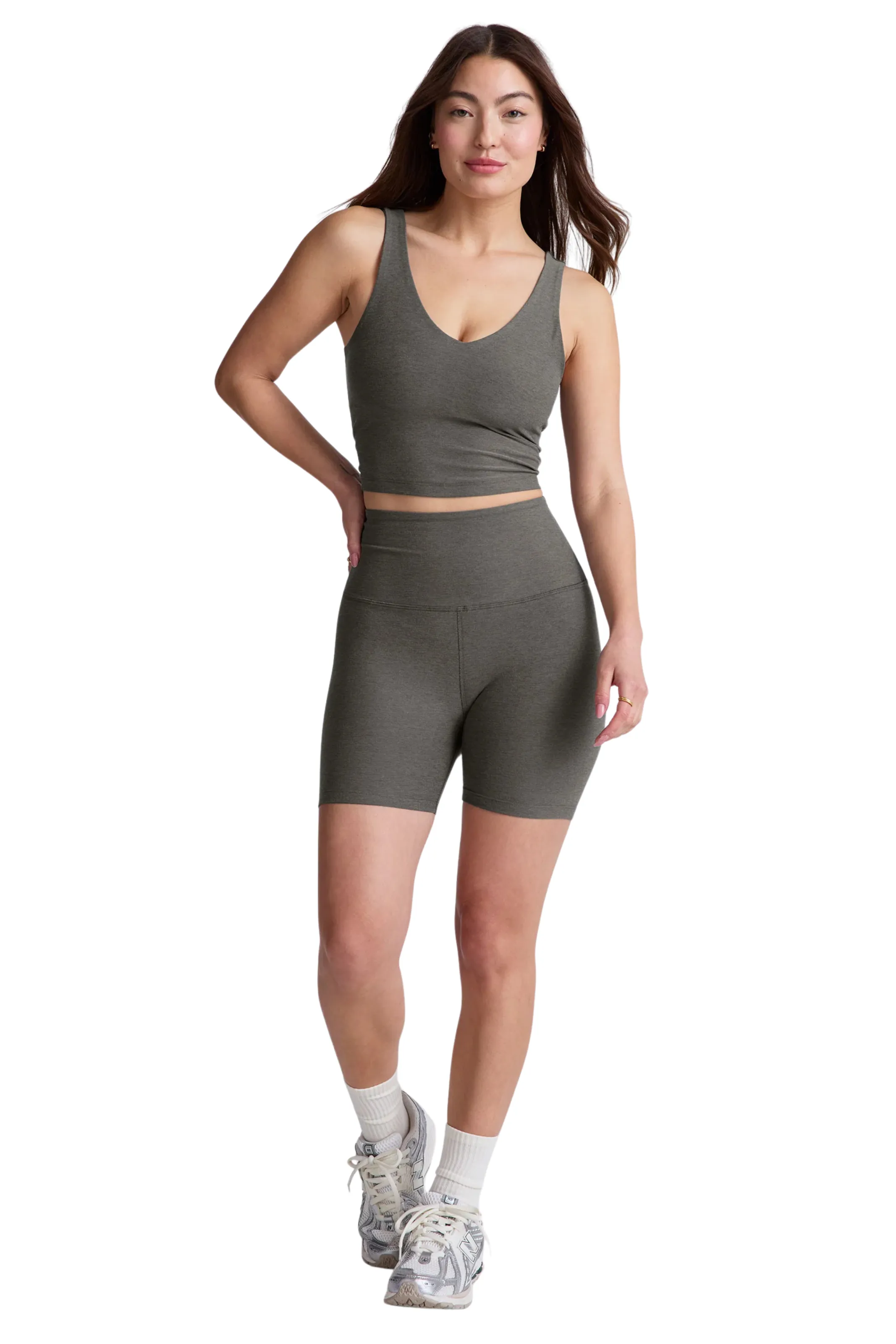 Spacedye Keep Pace Biker Short, True Gray Heather Everyday Flex Wear Clean Fabric