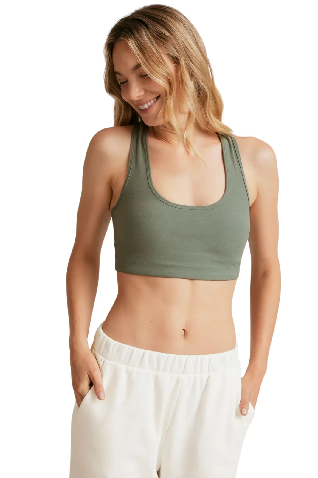 Easy Comfort Non-Binding Band Spacedye Simplicity Long Line Bra, Grey Sage
