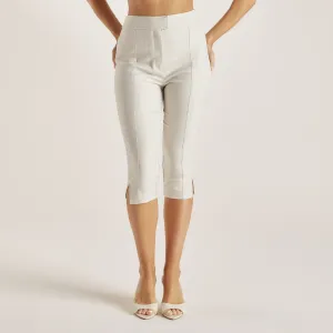 Houndstooth Capri Pants - Beige Comfy Shape Comfy Wearable