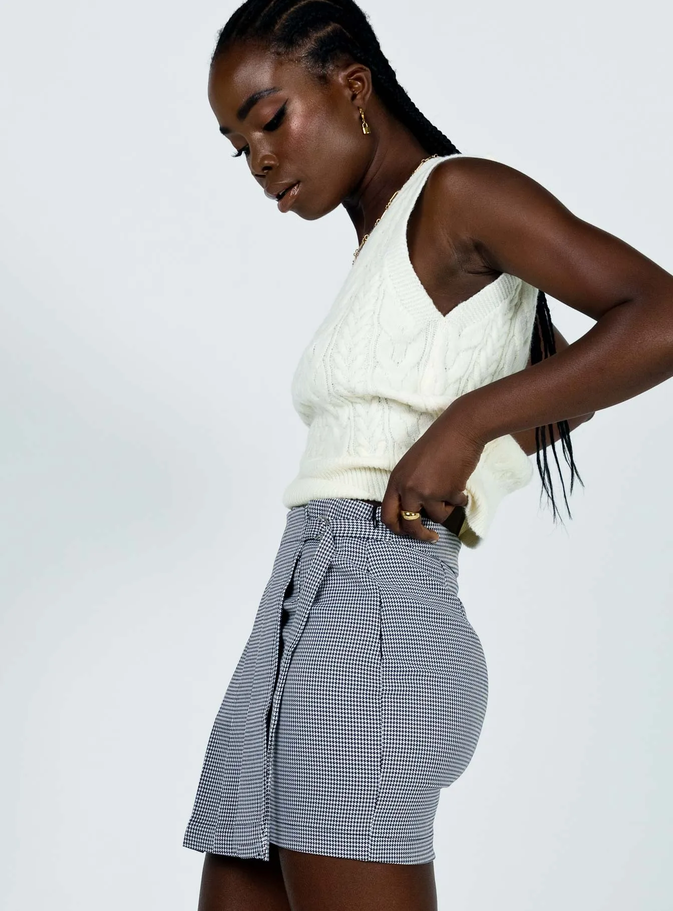 Chic Appeal St Trinians Mini Skirt Black / White