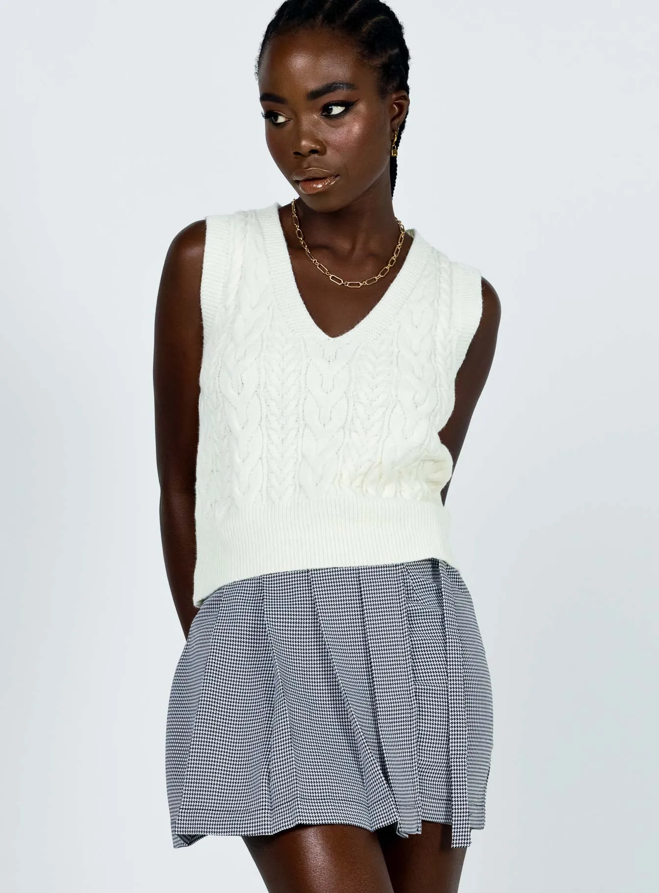 Sleek Vibe St Trinians Mini Skirt Black / White