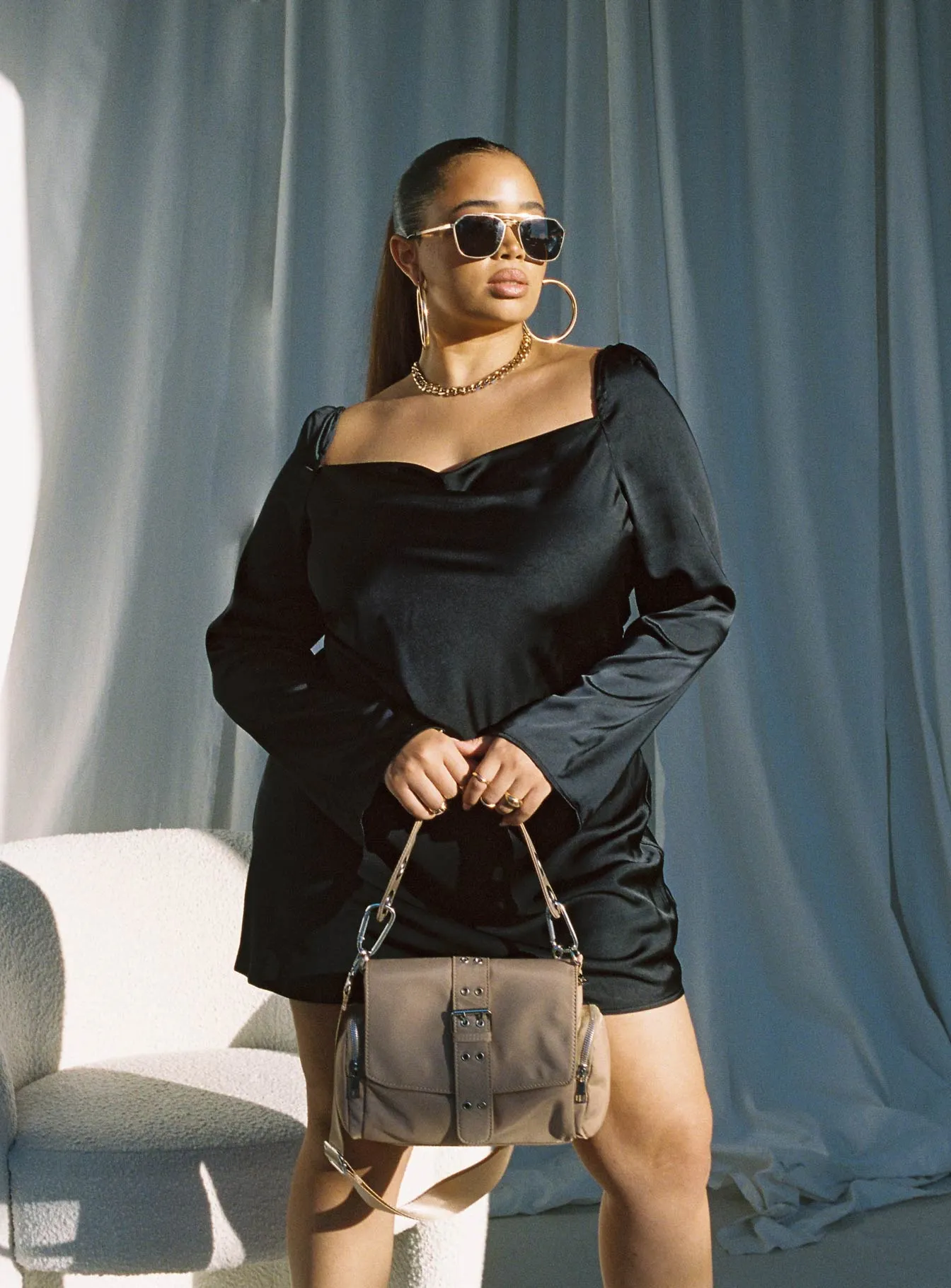 Star Power Mini Dress Black Curve Fashionable Comfort Wear