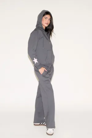 Generic STARS ON SLEEVE ZIP UP HOODED SWEATSHIRT