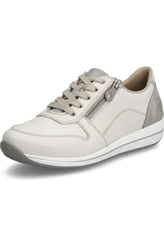 Rieker ladies trainers N1100-80 in Beige Pressure Dispersing Insole Vertical Compression Zones