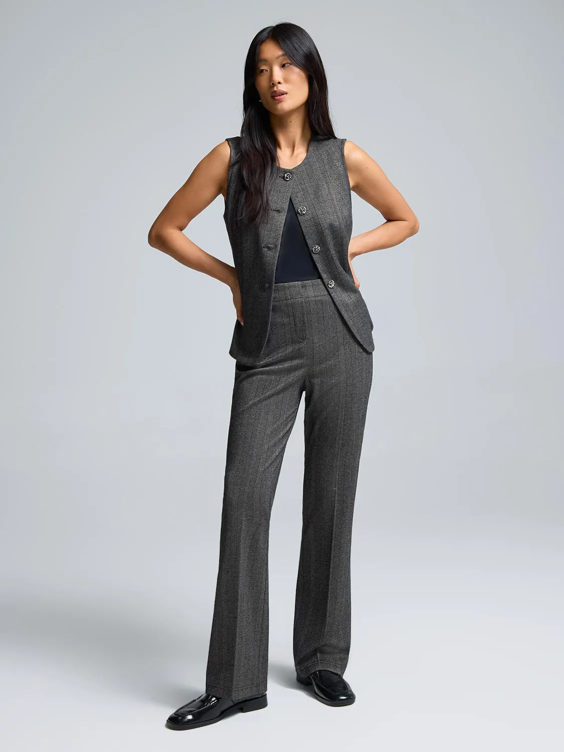 slim fit Comfy Movement Striped Jacquard Flare Leg Pants