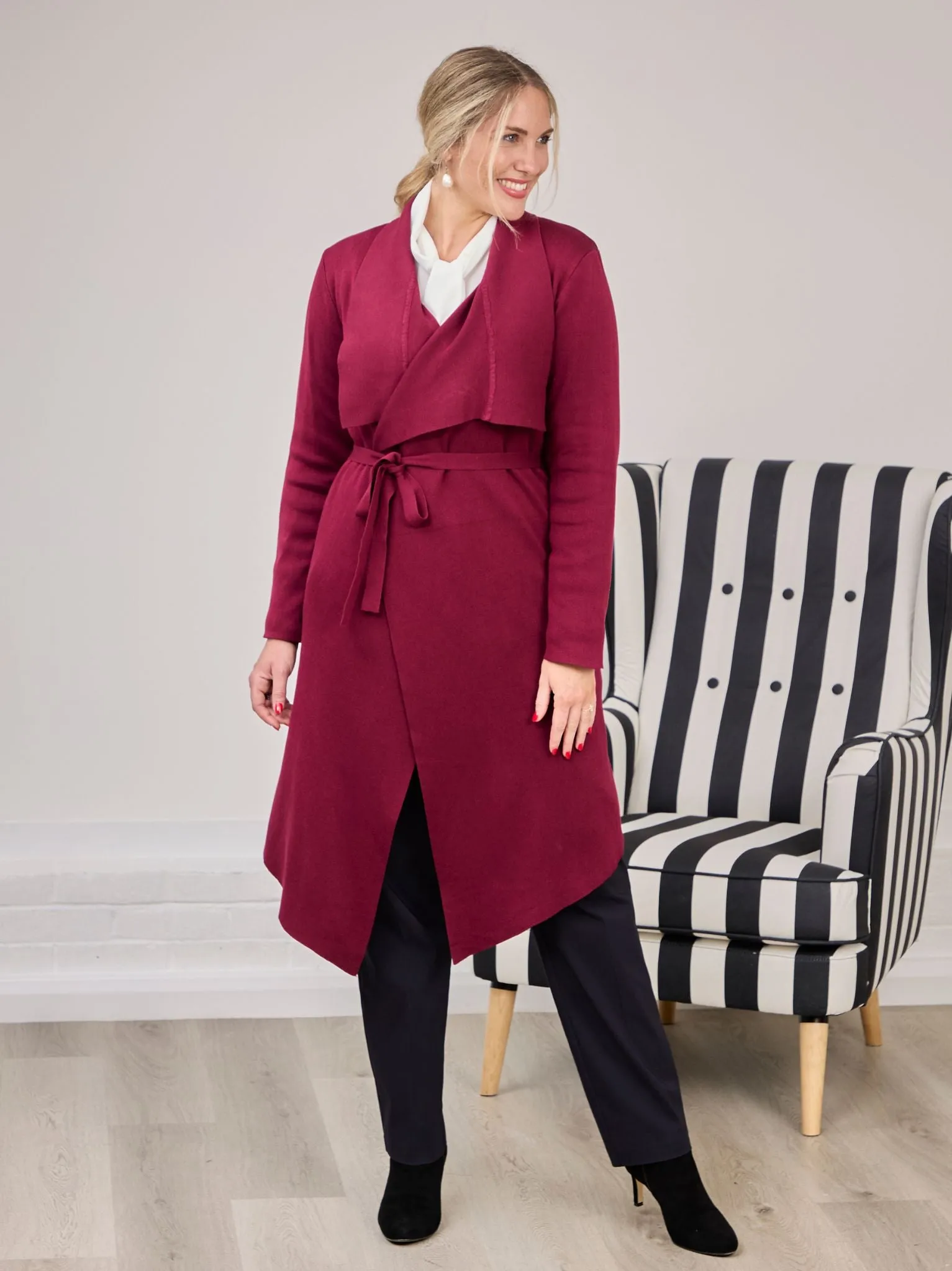 AntiStatic Coating Carly Knitted Cardigan - Burgundy