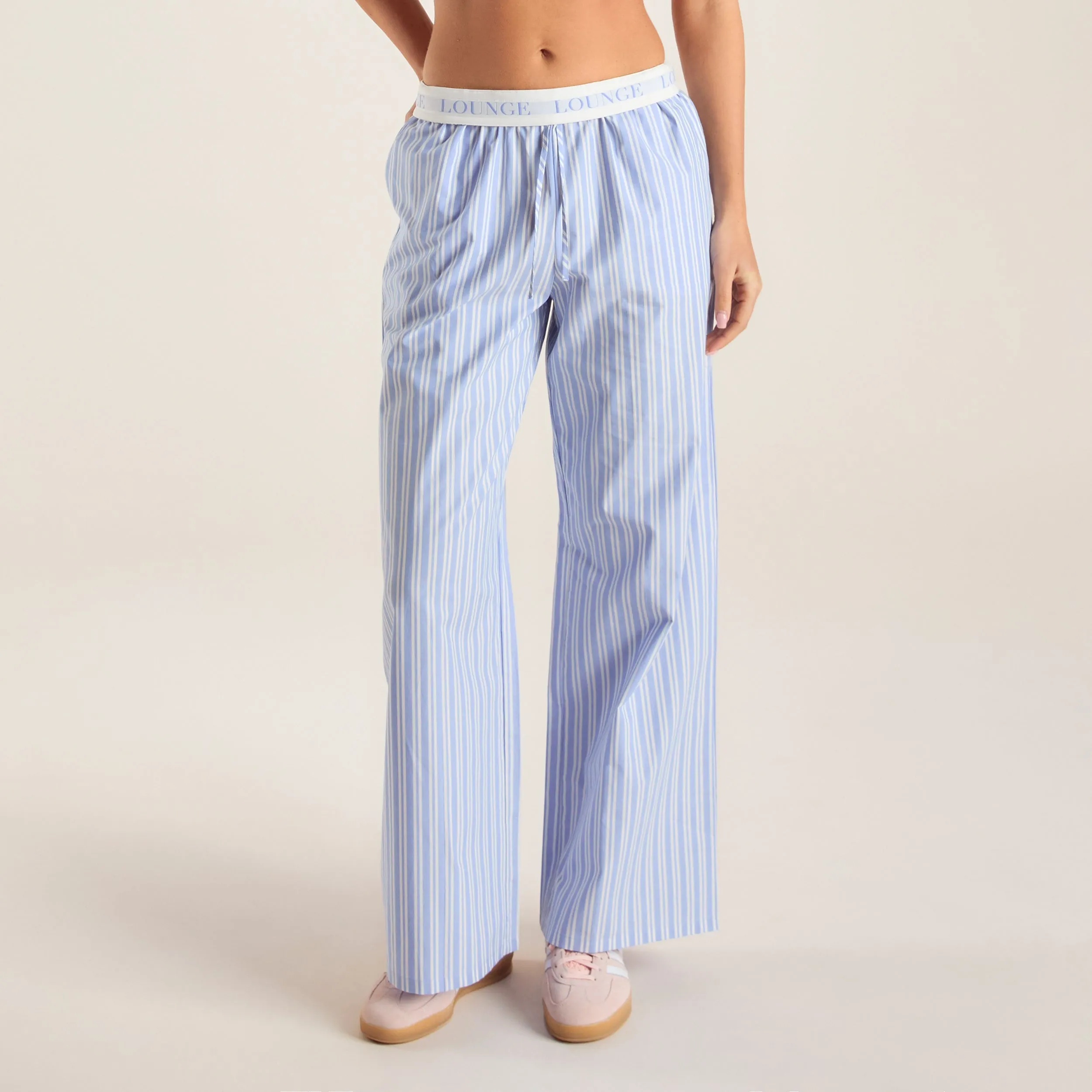 Pinstripe Pants - Blue Move Freely
