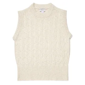 Sunspel Womens Cable Knit Vest Ecru UPF Protection Sustainable Material