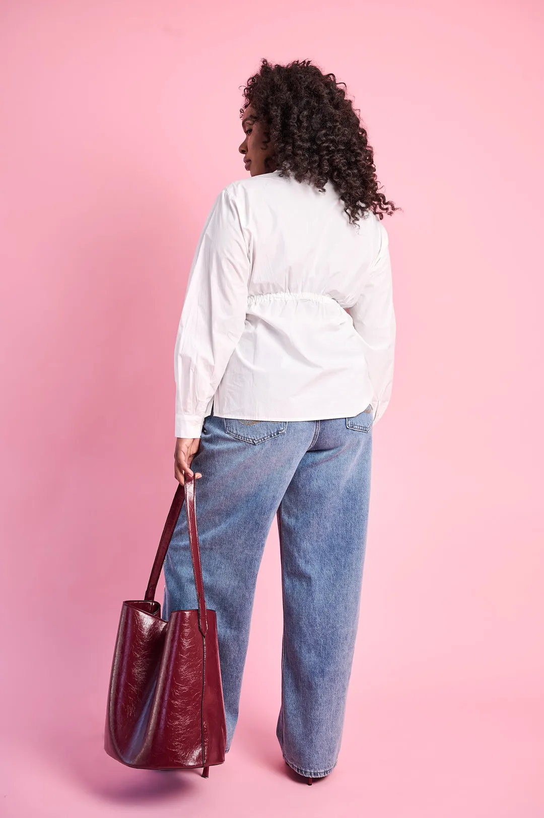 Ruched Empire Cotton Shirt in Milk Outdoor Adventure Midweight Knit