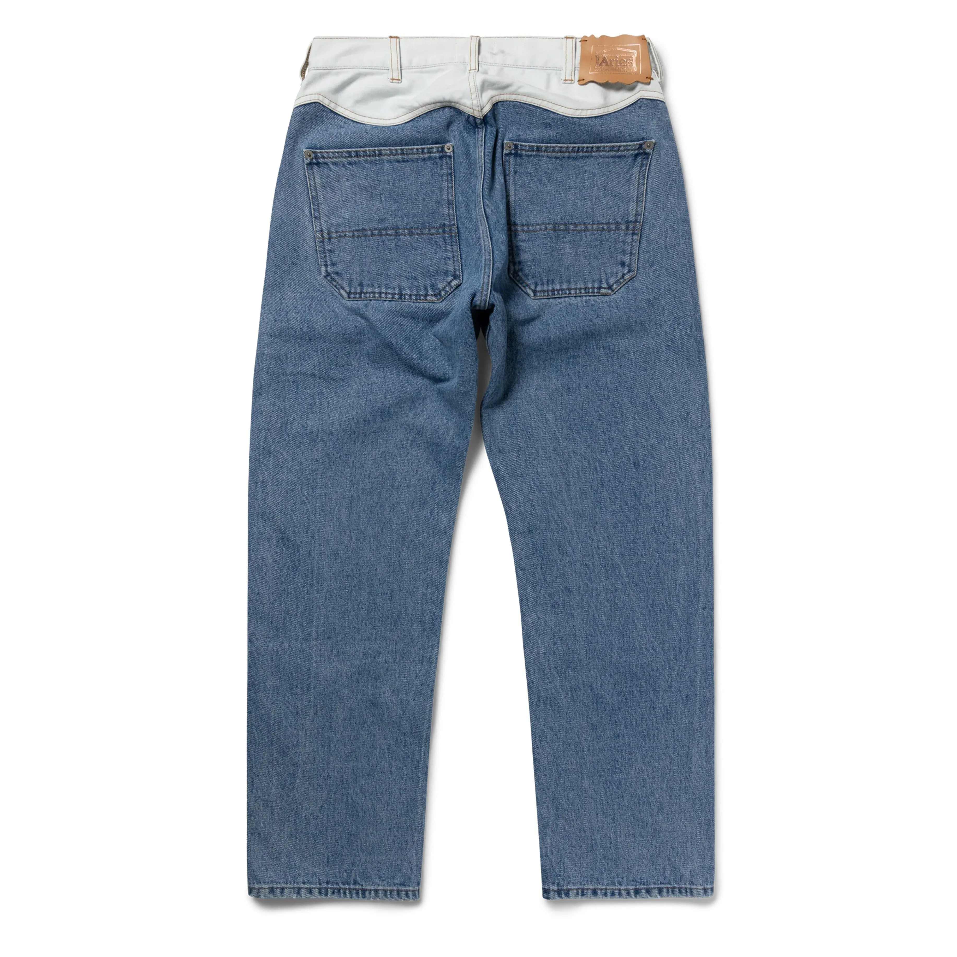 Anti Slip Waistband Aries Womens Patchwork Western Carpenter Jeans Blue / White