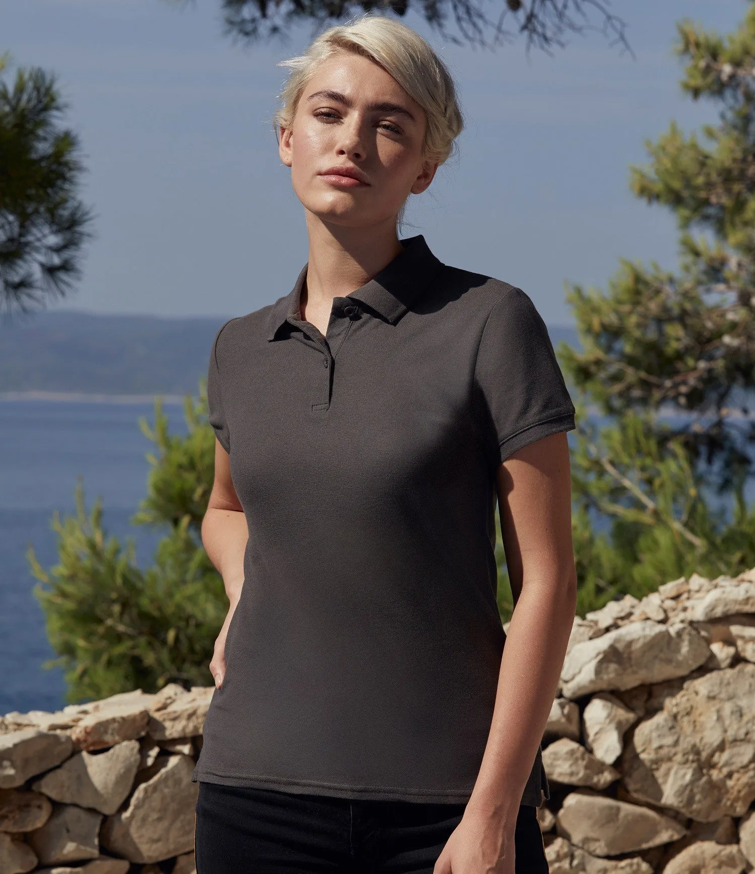 Lady-Fit Premium Polo | BLACK Outdoor Adventure Lightweight Comfort Wear