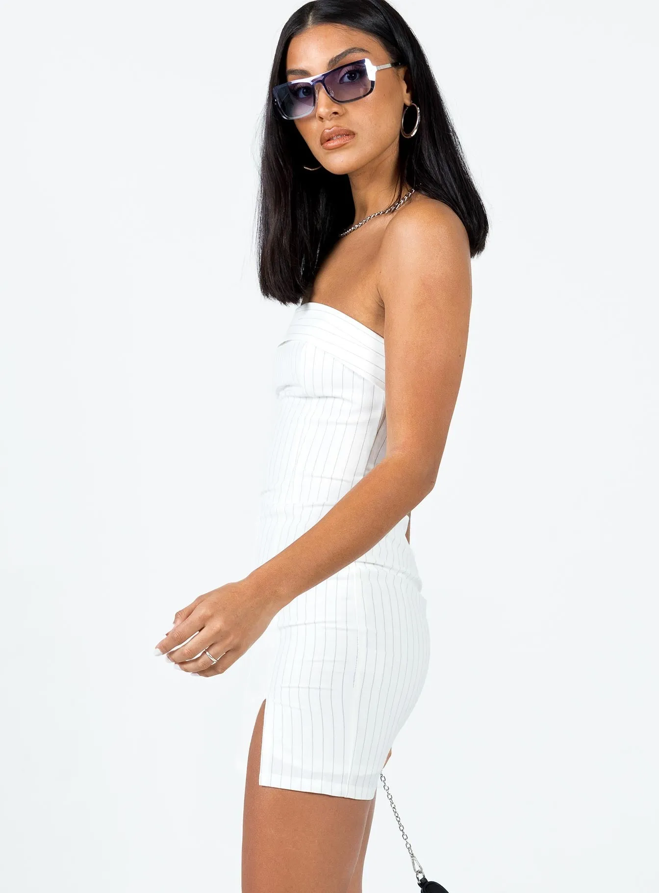 Sebastian Strapless Mini Dress White Silky Silhouette All Layer