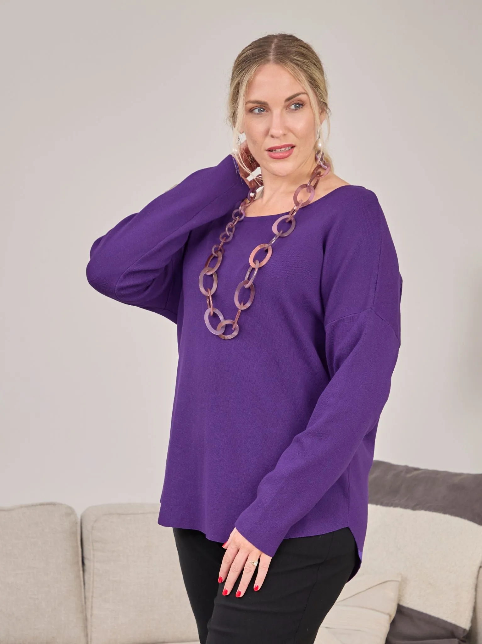 Simple Outfit Mette Knitted Jumper - Purple