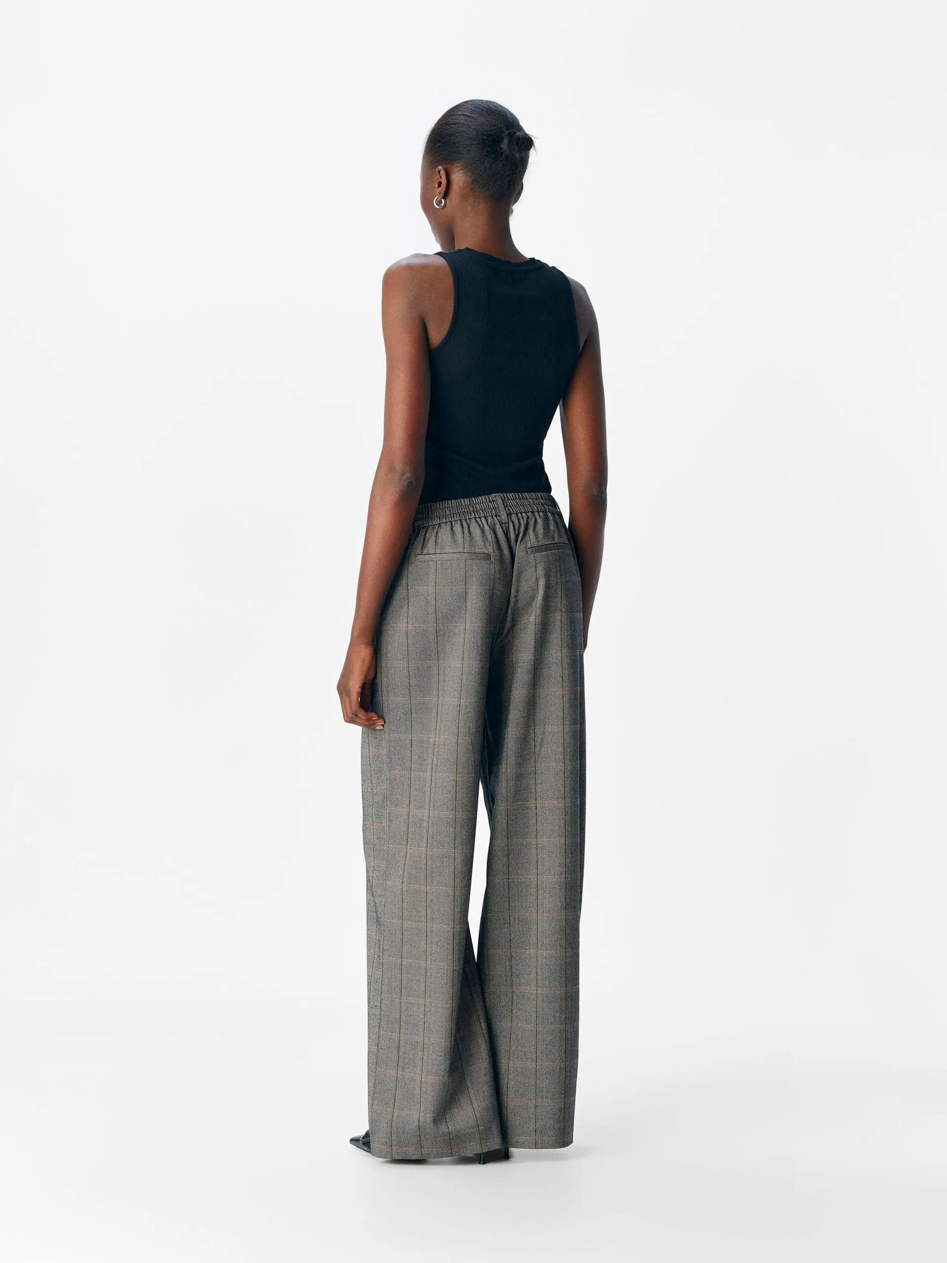 Object Lisa Wide Pants Black/Humus high waisted tech fabric