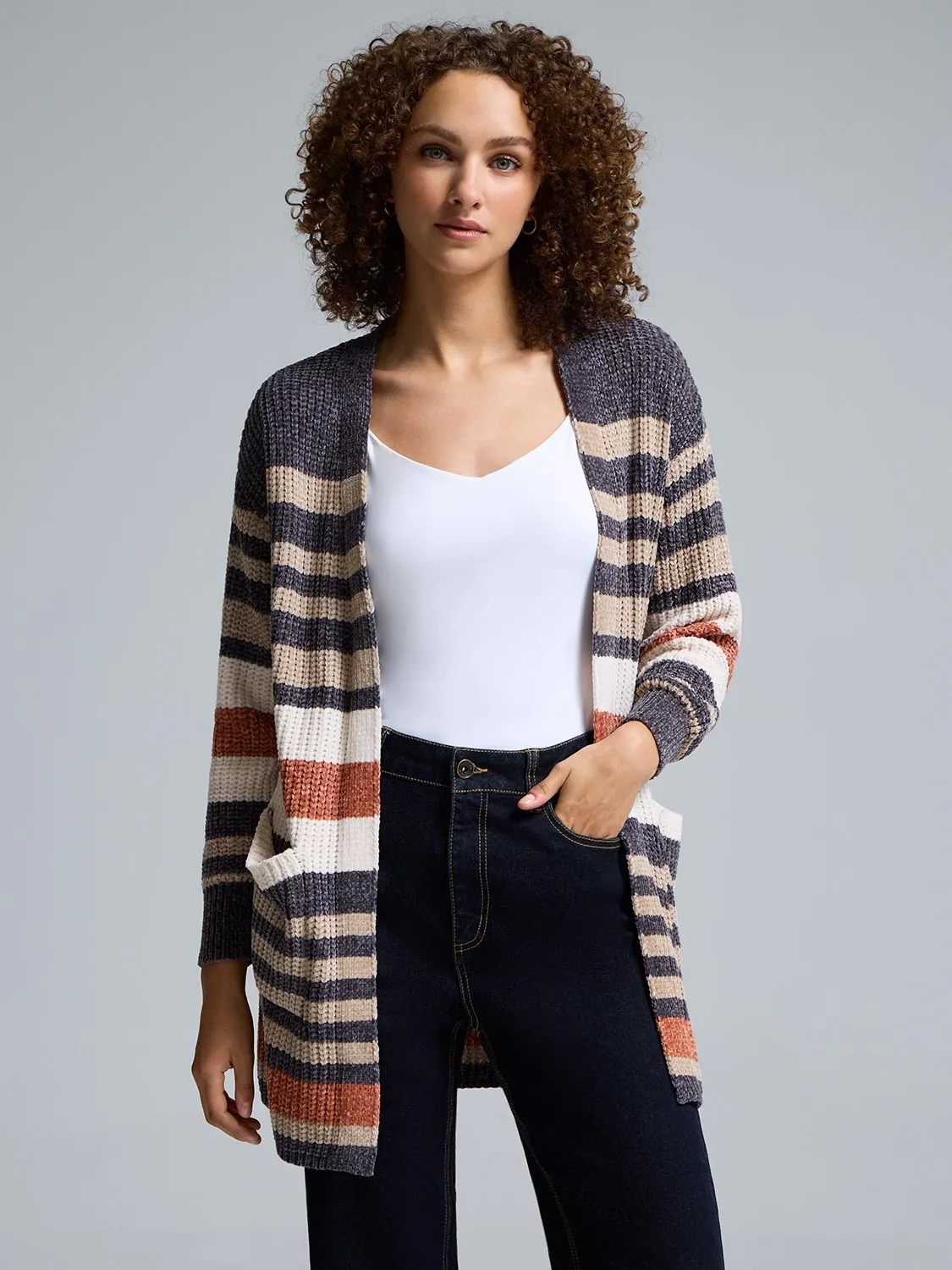 Striped Chenille Coatigan Inner Layer