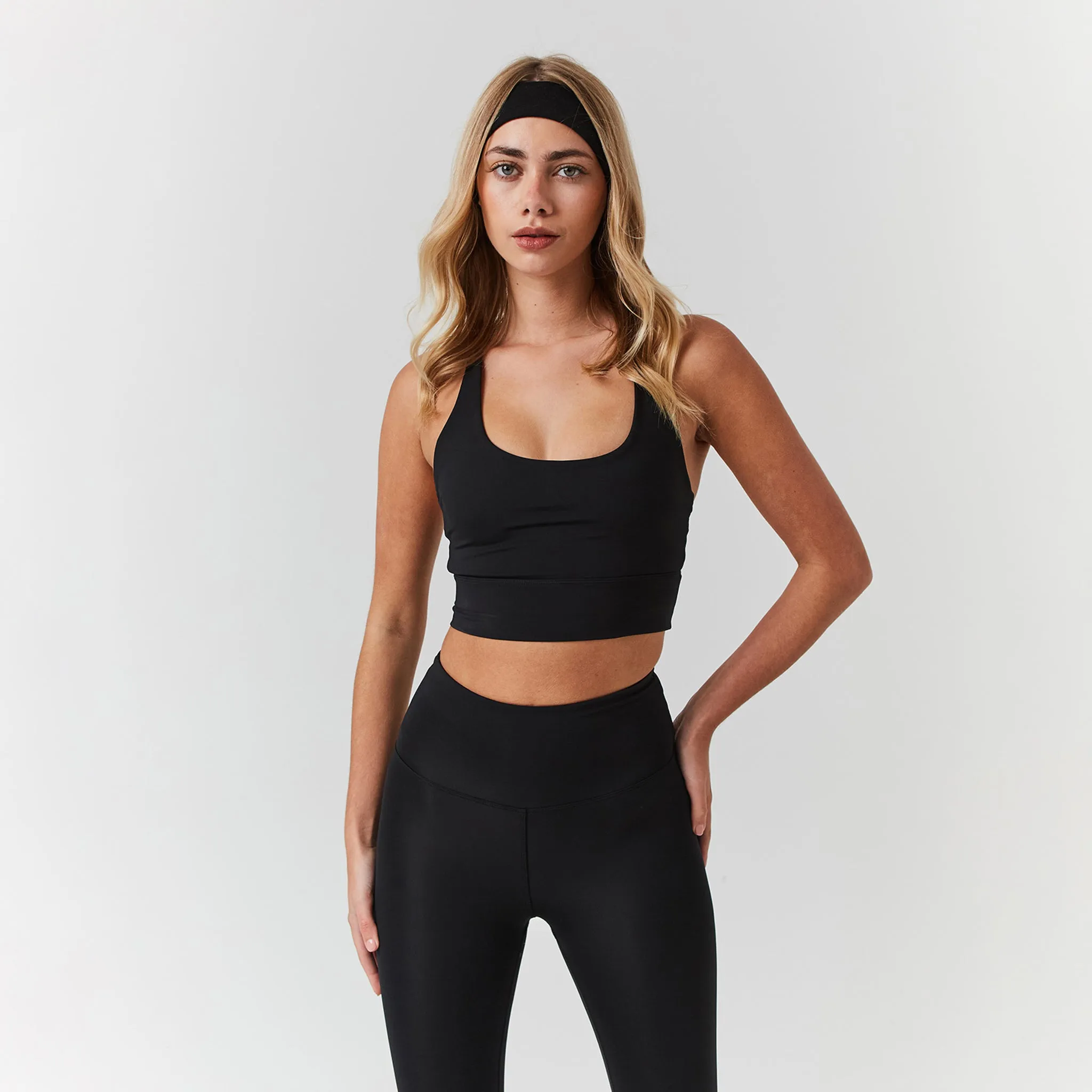 Open-back Second Skin Sports Bra | Black