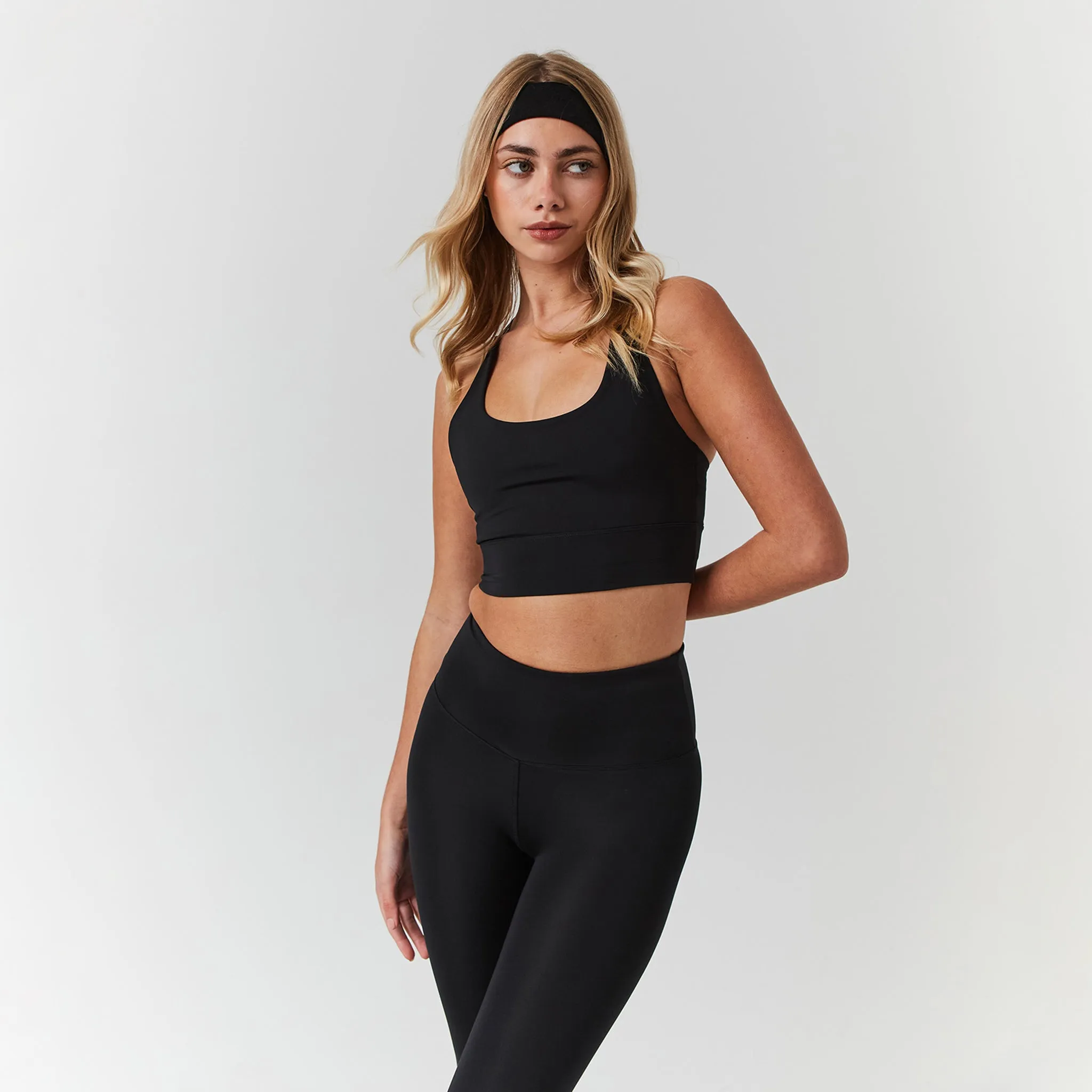Flexible Wire-Free Piped edges Second Skin Sports Bra | Black