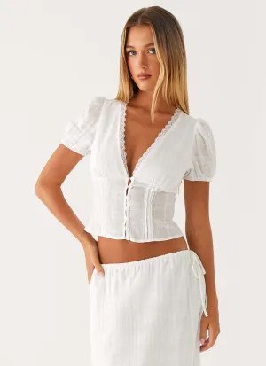 Fit Design Layering Must-Have Sweet Lullaby Button Up Shirt - White