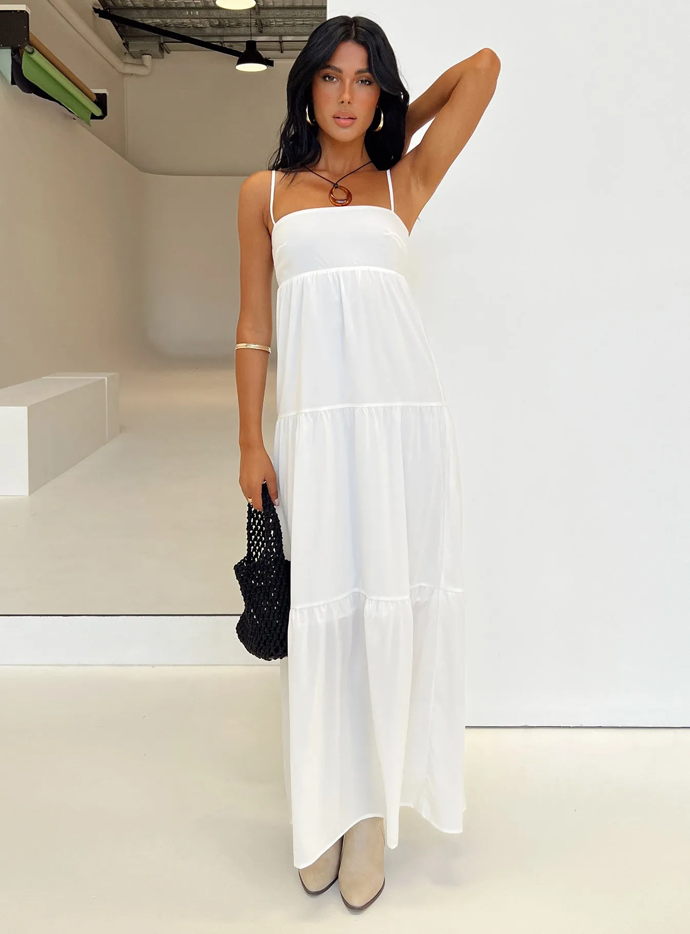 Timeless Vibe Event Glow Warrego Maxi Dress White