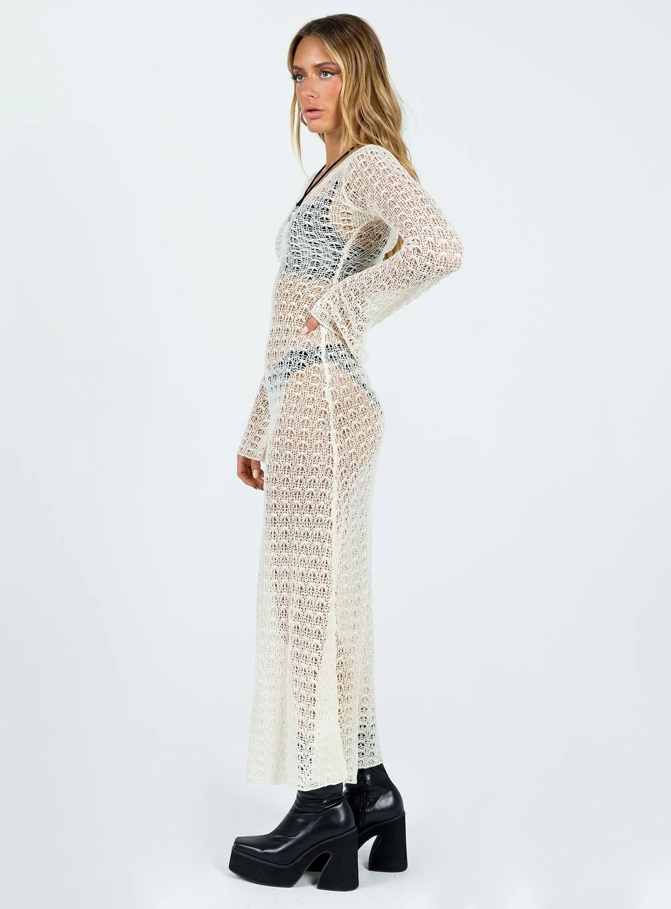 Margarida Crochet Maxi Dress Beige Sharp Design