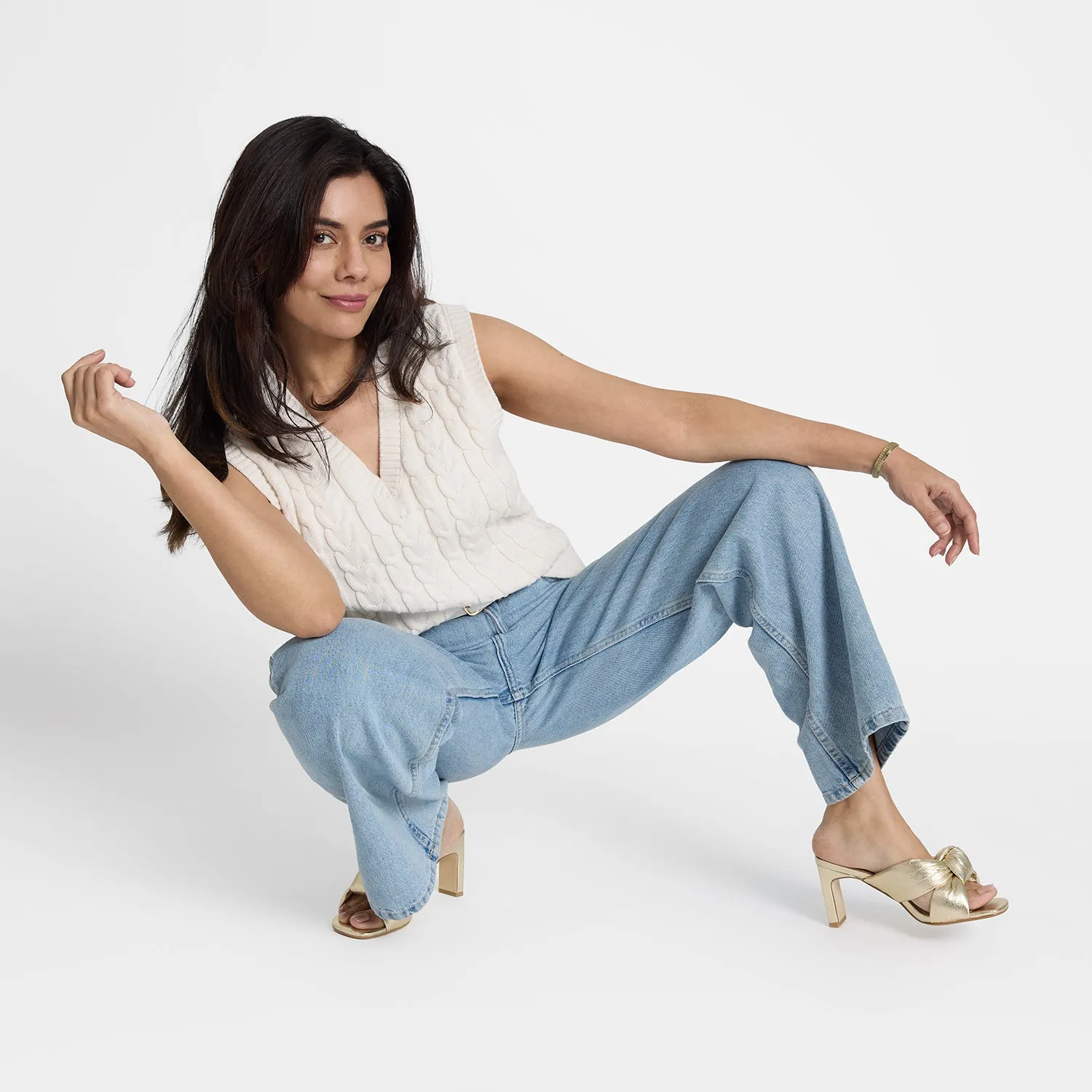 Luxury Leather Pumps Flexible Velma Sandal Heel | Gold Leather