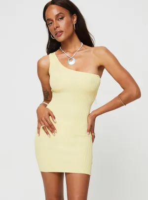Midi-Length Denham One Shoulder Mini Dress Yellow