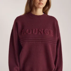 Stripe Knitted Crew Neck Jumper - Burgundy Party Ready good for weekends