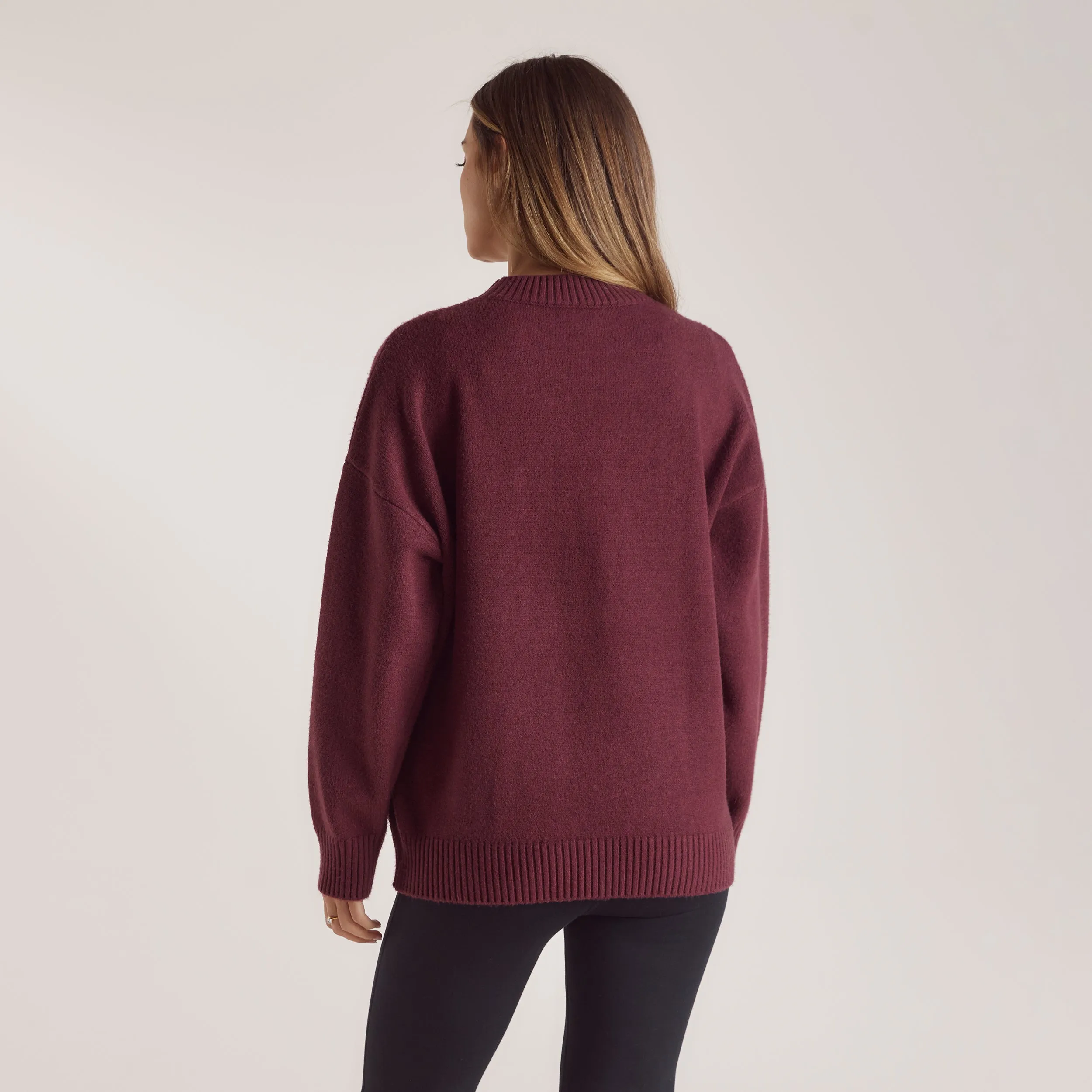 buckle accents Chill Layers Stripe Knitted Crew Neck Jumper - Burgundy