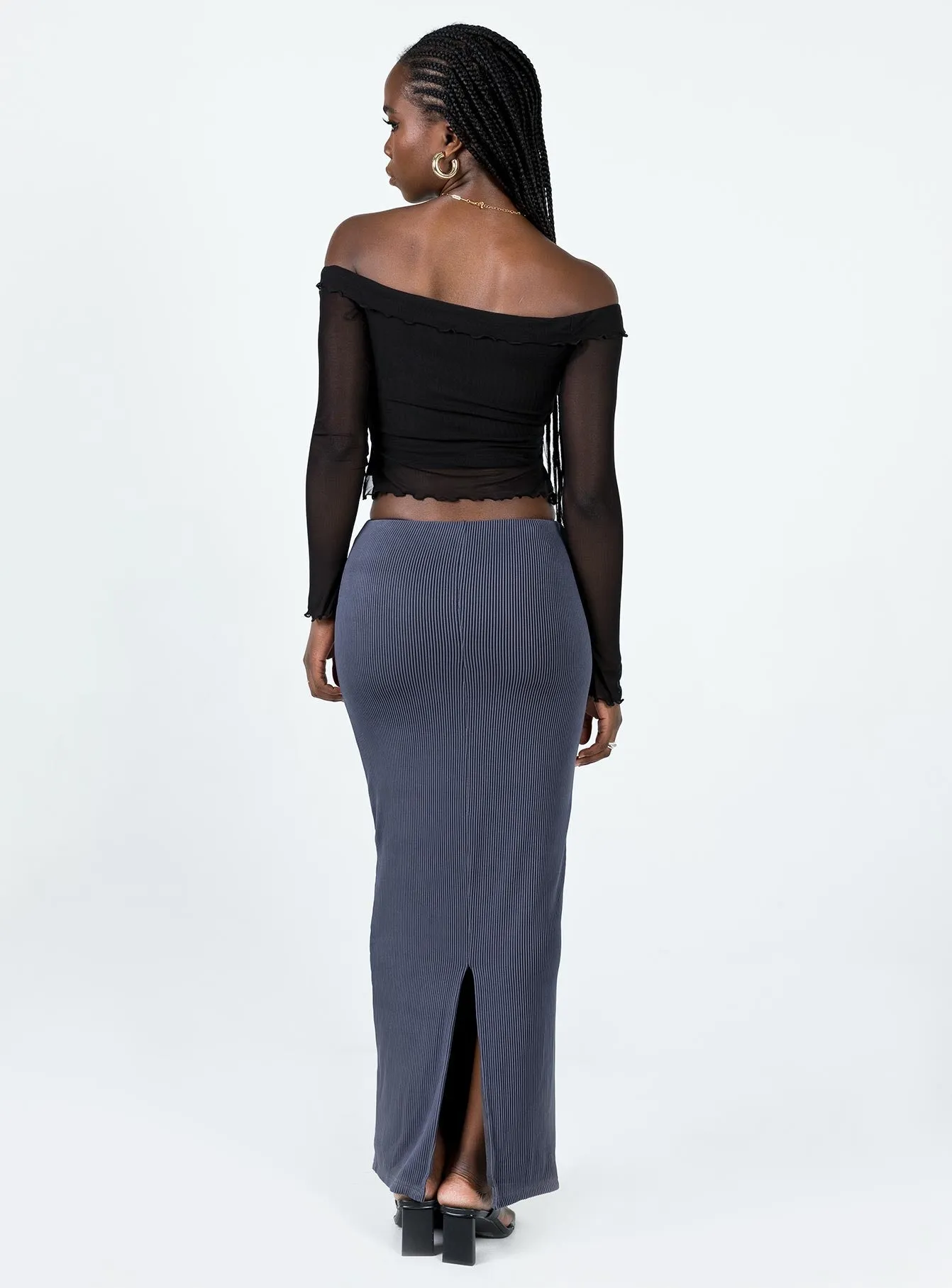 Stretch Material Salte Maxi Skirt Slate