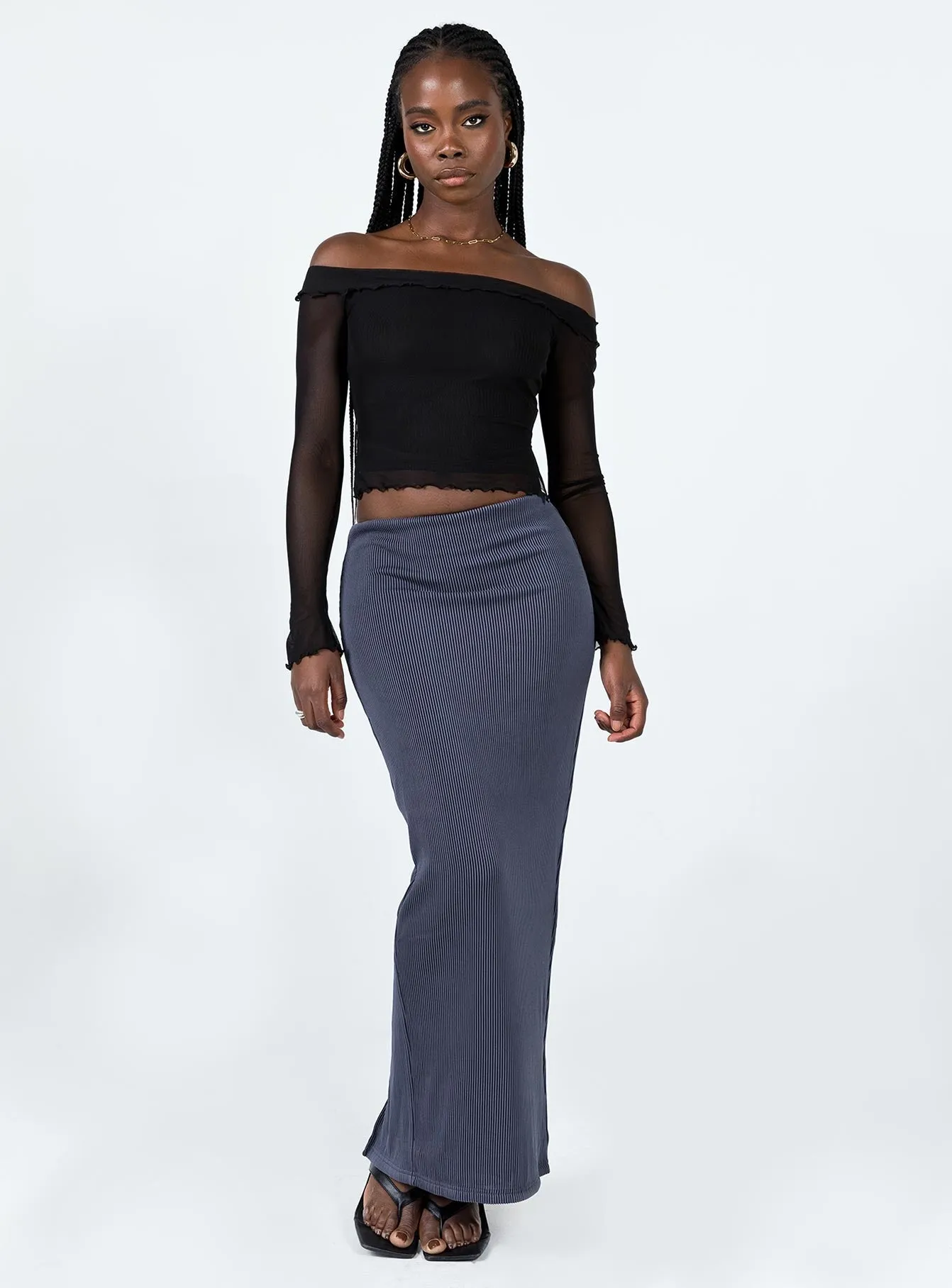 Salte Maxi Skirt Slate Outfit Mix