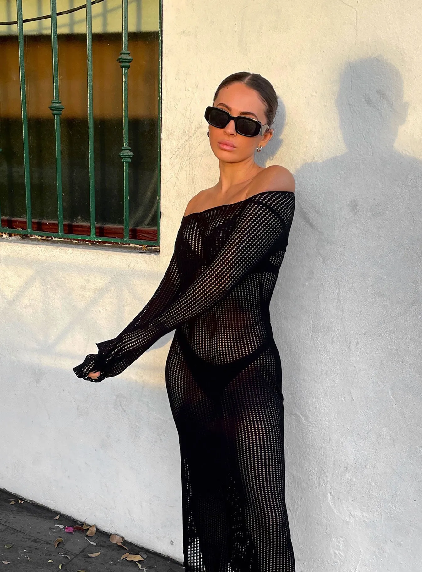 Kendor Long Sleeve Midi Dress Black FlatlockSeam Refined Presence