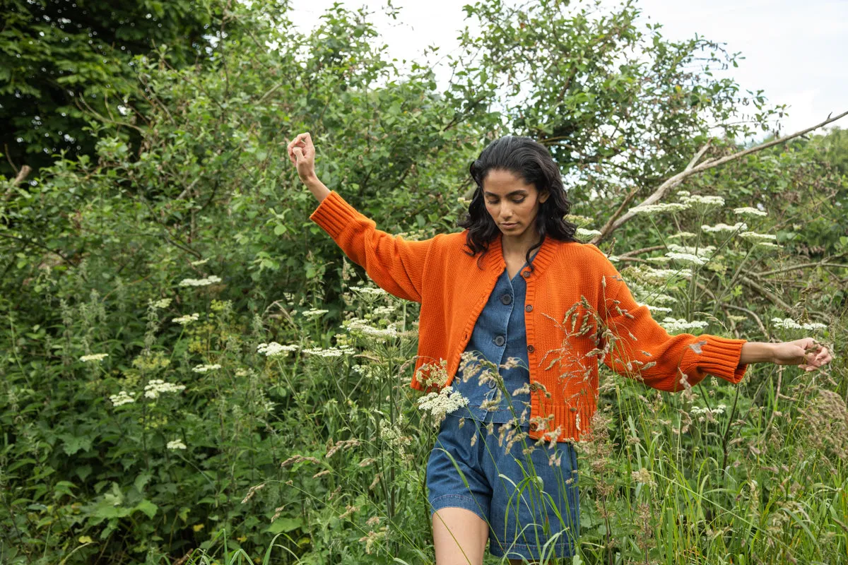 Sugi Organic Cotton Cardigan in Brick FlexibleMaterial Star Soul