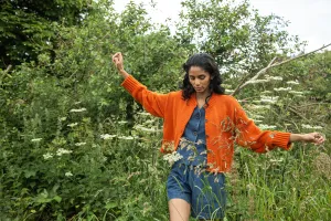 QuickDry Construction Sugi Organic Cotton Cardigan in Brick