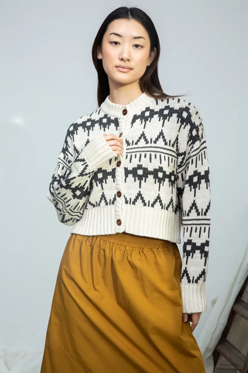 ThermalRegulatingFabric Speed Soul Sugi-Sue Organic Cotton Knitted Cardigan in Ecru Marl