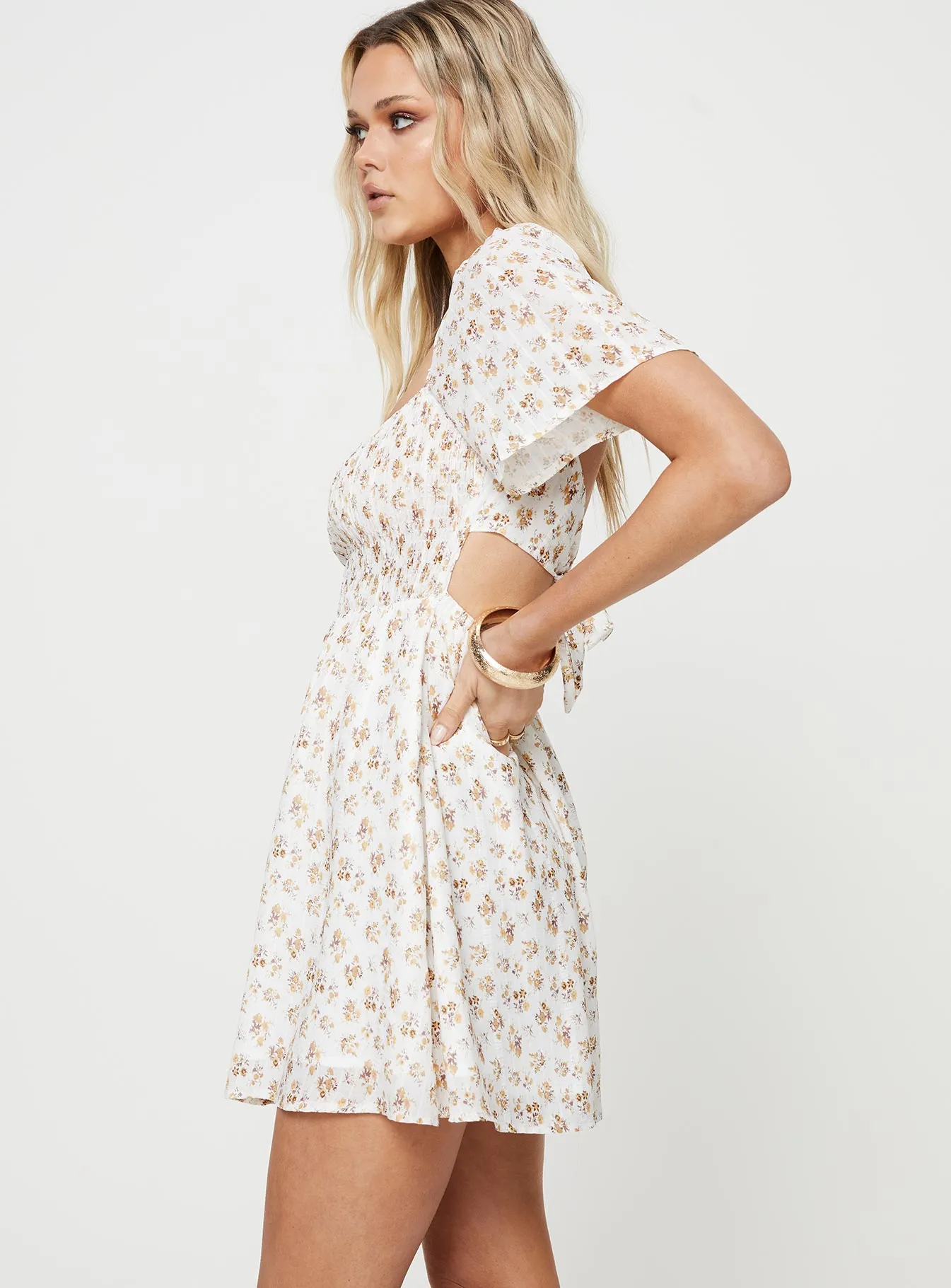 Summer Nights Mini Dress White Floral Professional Look