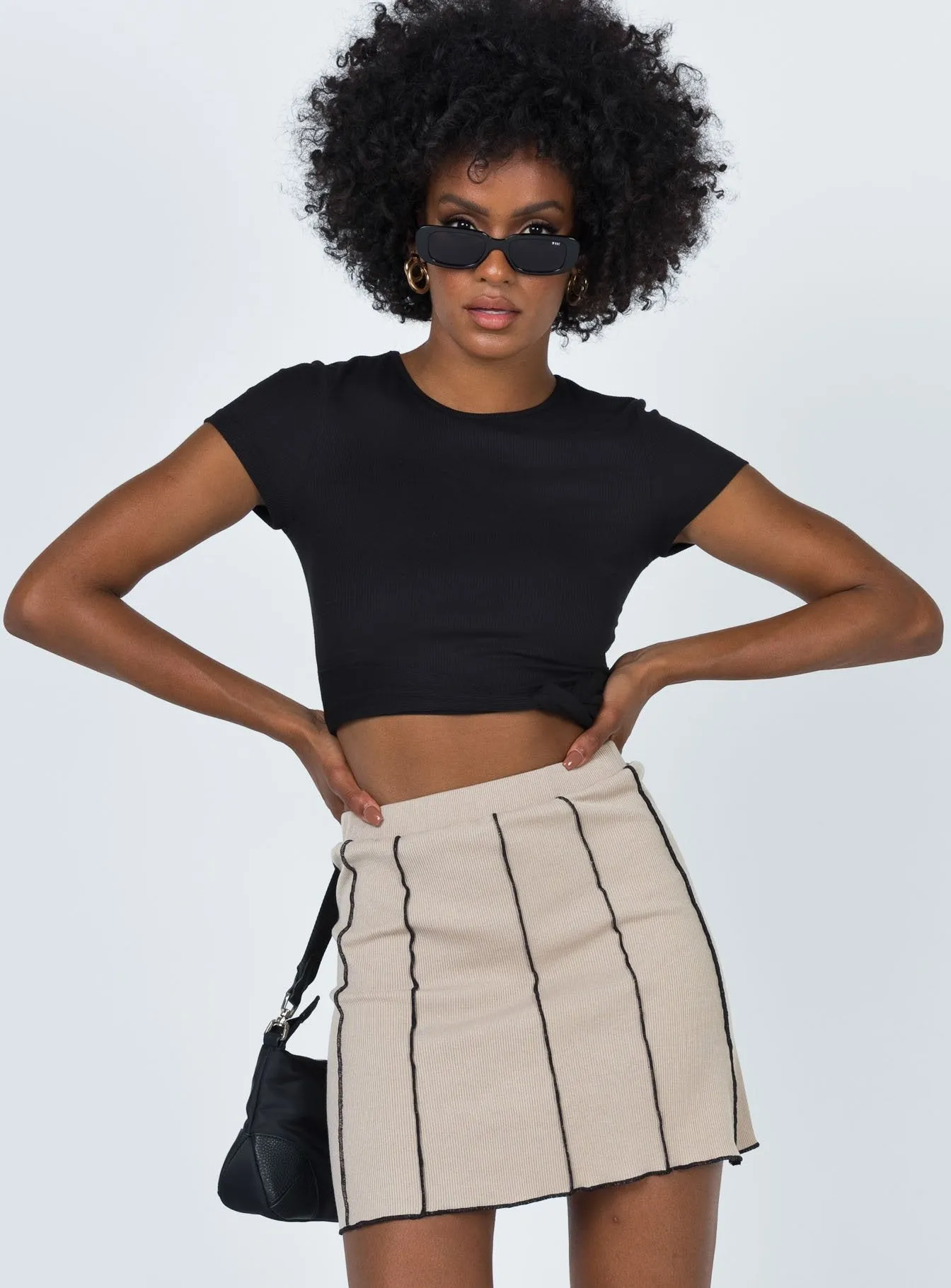 Road Trip Breezy Edge Nelle Mini Skirt Beige