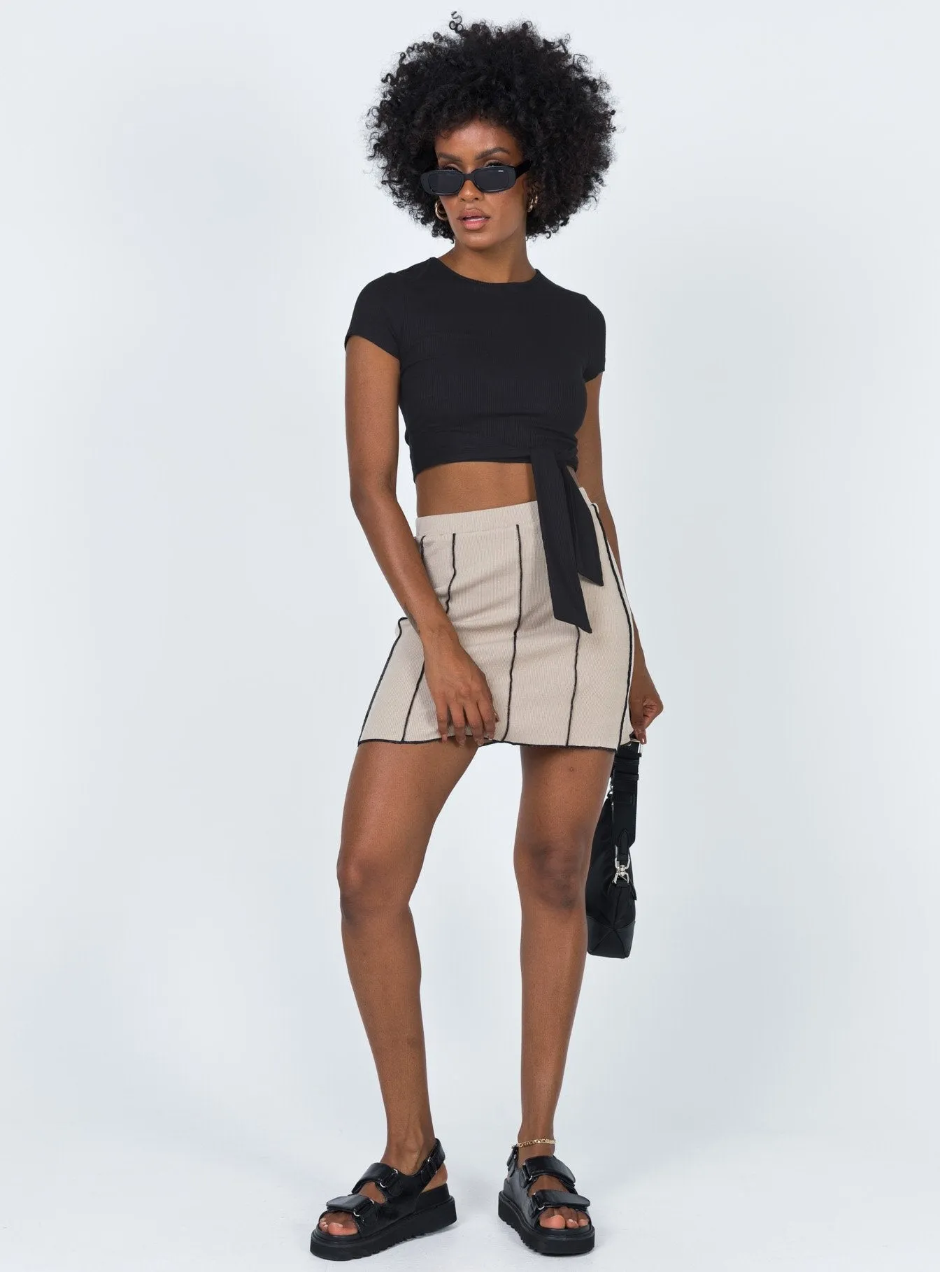 Nelle Mini Skirt Beige Modern Design
