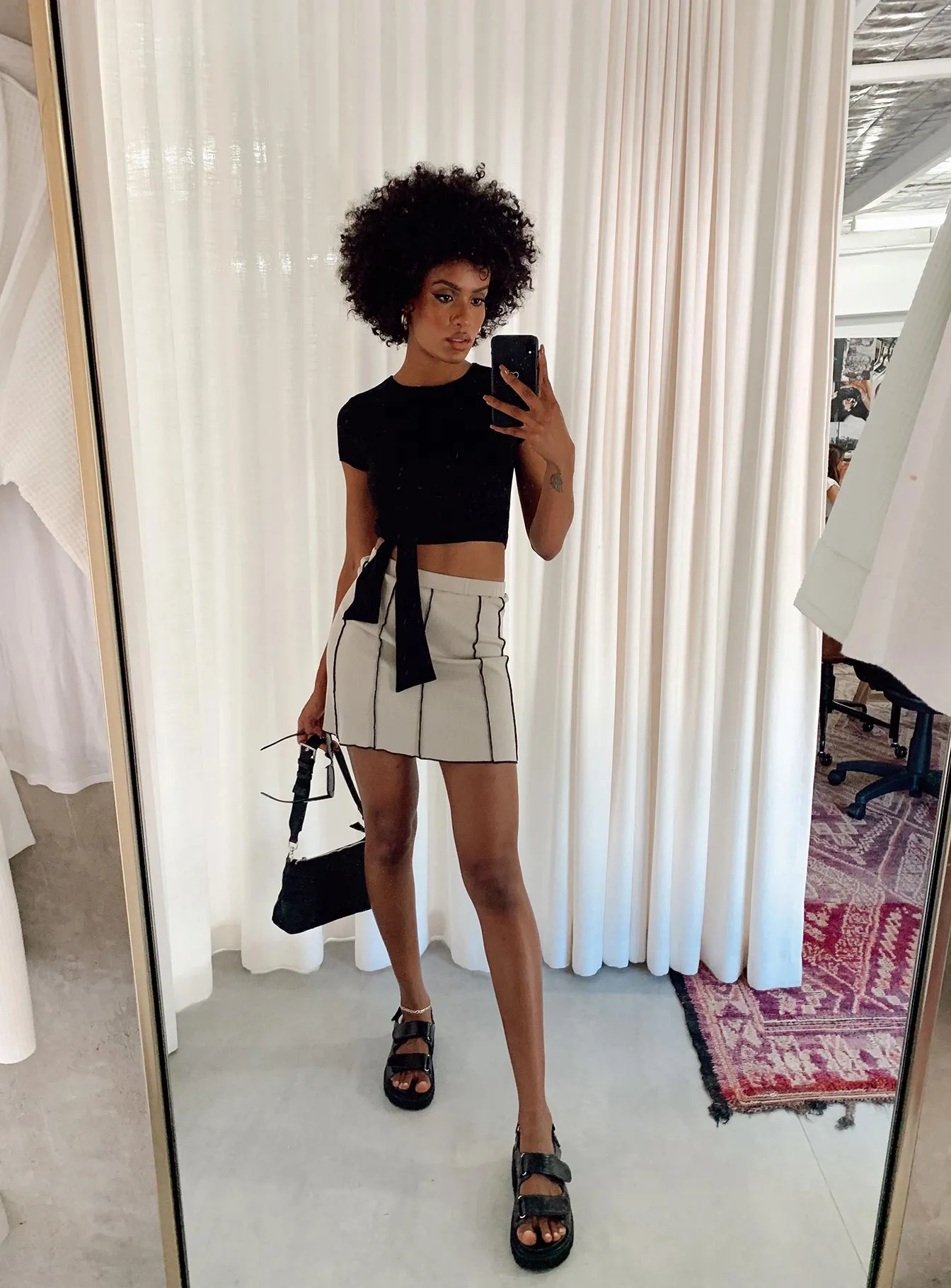 Nelle Mini Skirt Beige Bold Cut Seasonal special