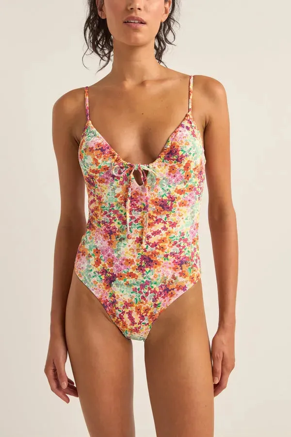 Teen Trend Wicking Liner Rhythm Womens Swimsuit Sierra Floral Tie Front One Piece
