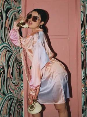 Elegant Fit Sunrise Tie Up Mini Dress Orange Multi