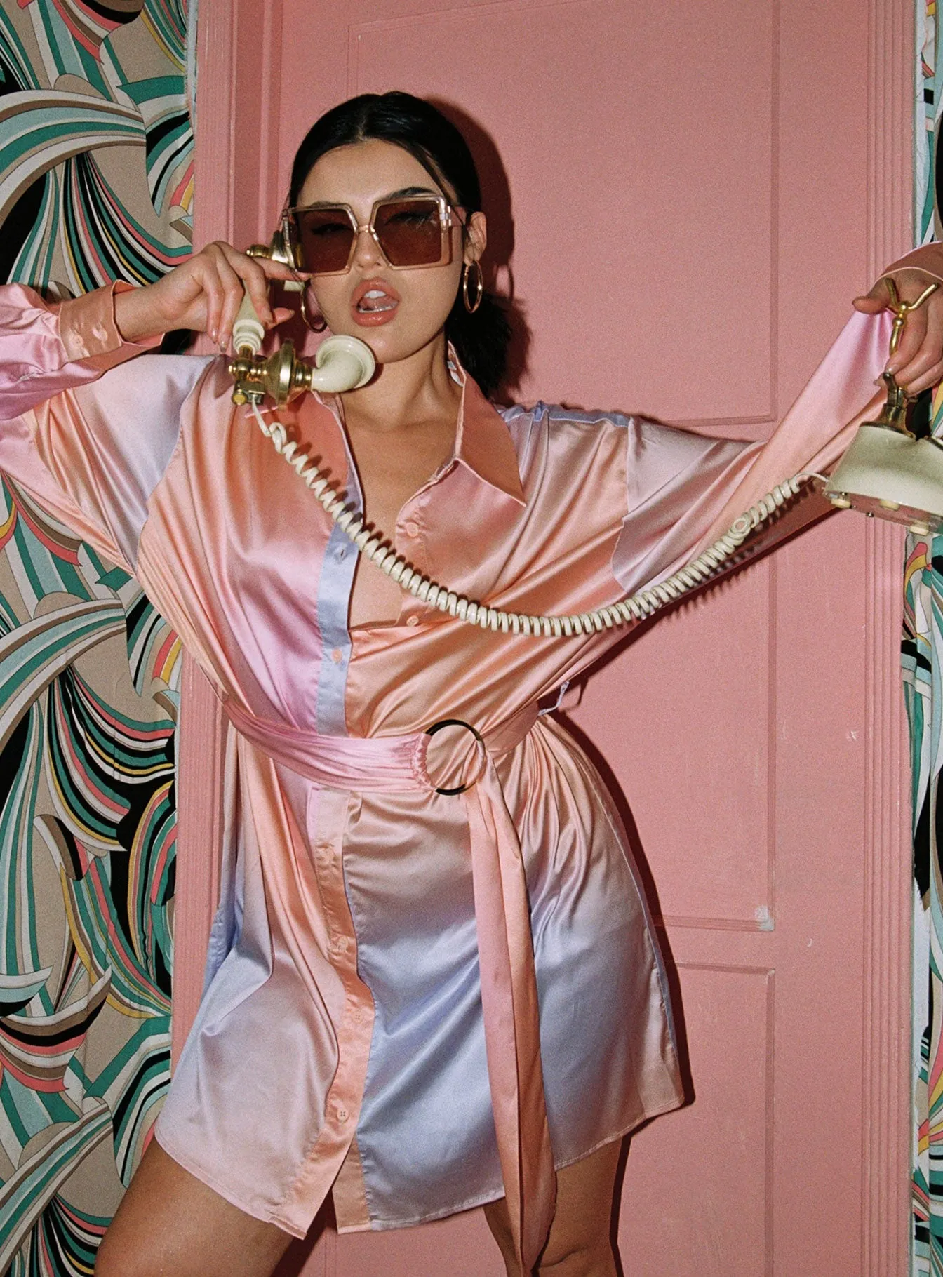 Perfect Fit Wear Sunrise Tie Up Mini Dress Orange Multi