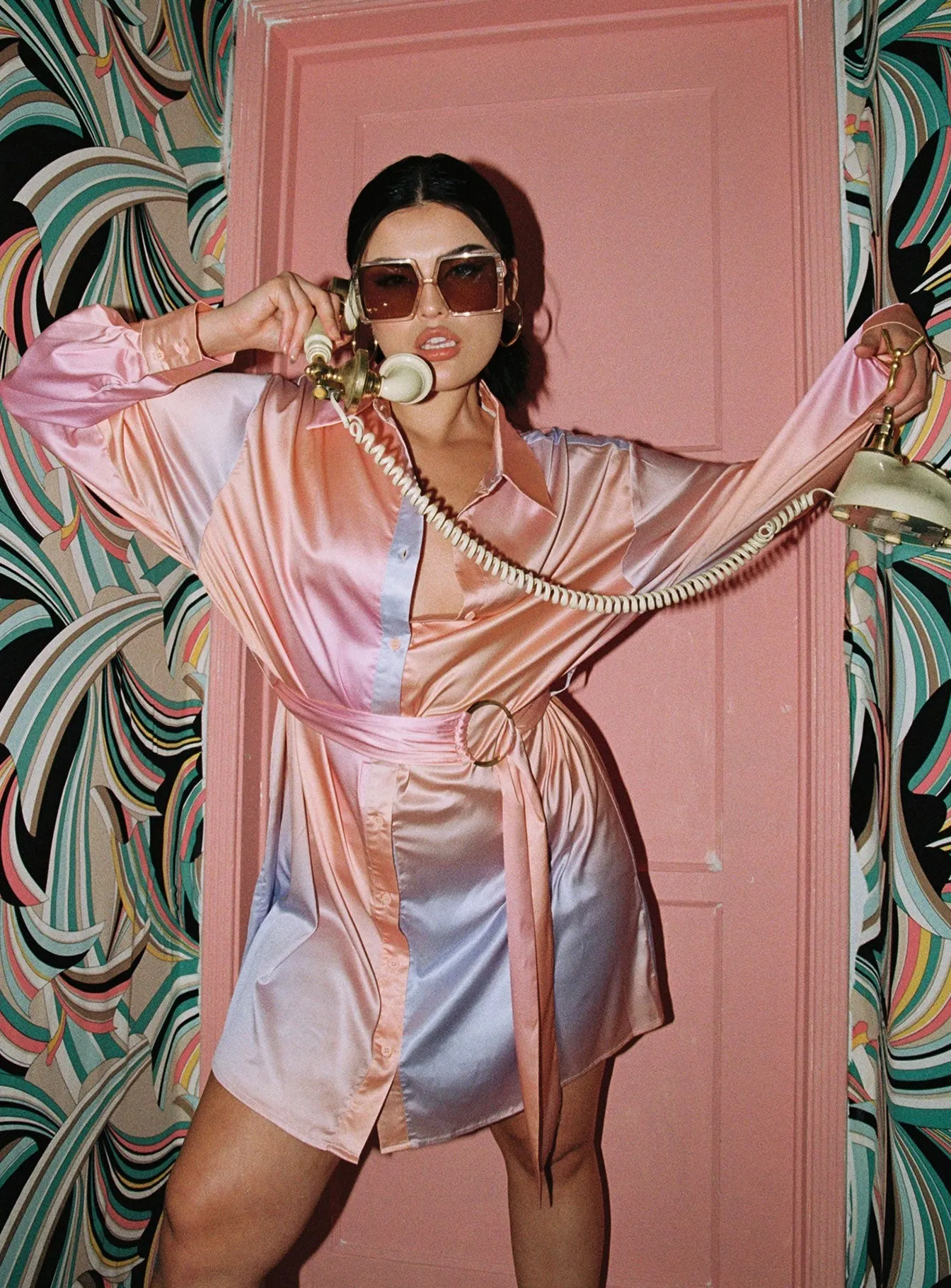 Sunrise Tie Up Mini Dress Orange Multi Formal Choice Everyday-Comfort