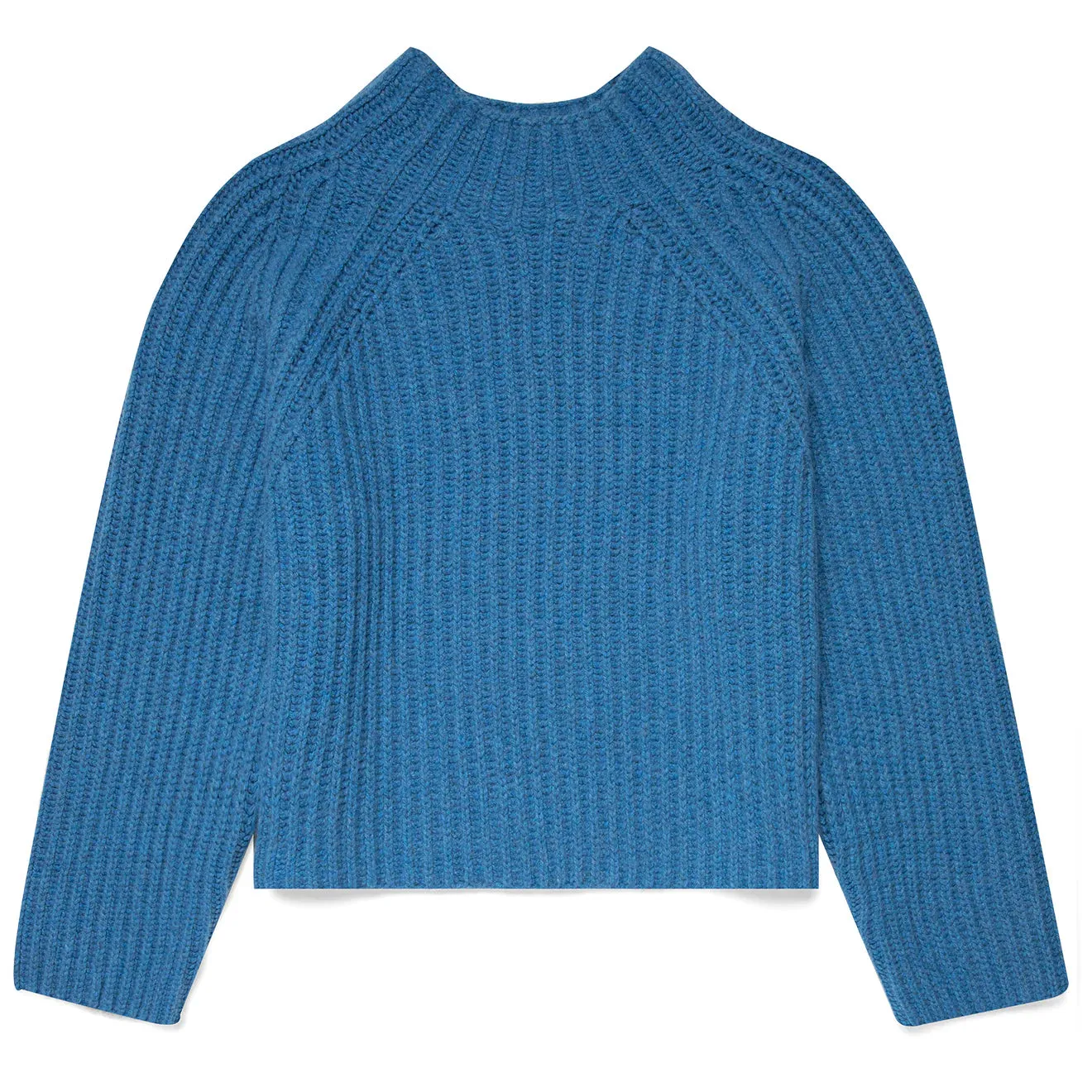 Layer Trend Sunspel Womens Lambswool Chunky Funnel Neck Jumper Blue Jean