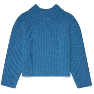 Layer Trend Sunspel Womens Lambswool Chunky Funnel Neck Jumper Blue Jean