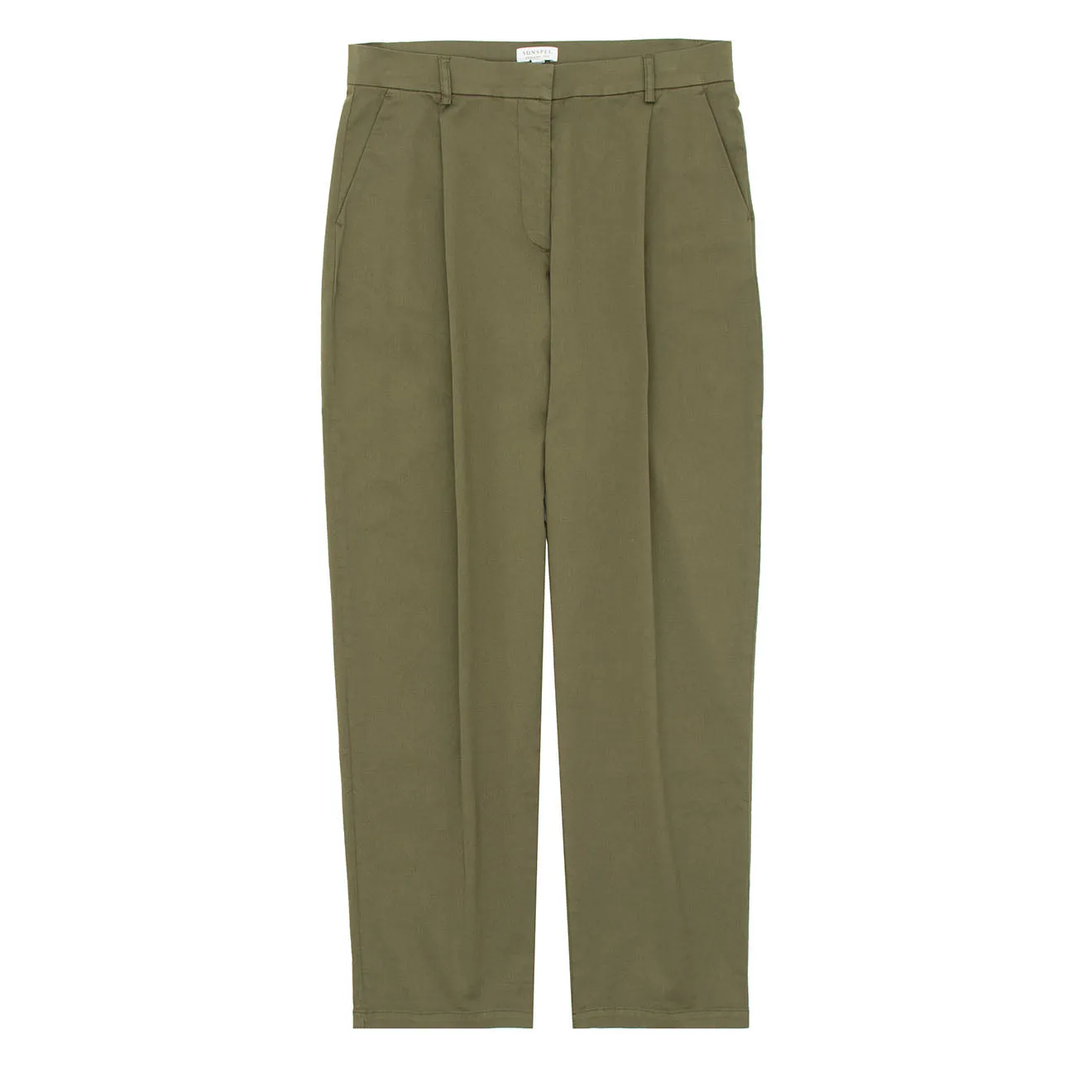 Urban appeal Stretch Support Fit Sunspel Womens Pleated Chino Pale Khaki
